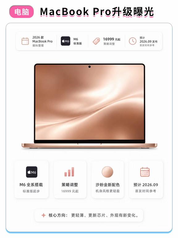 2026款MacBookPro爆料汇总🔥沙粉金配色新款MacBookPr
