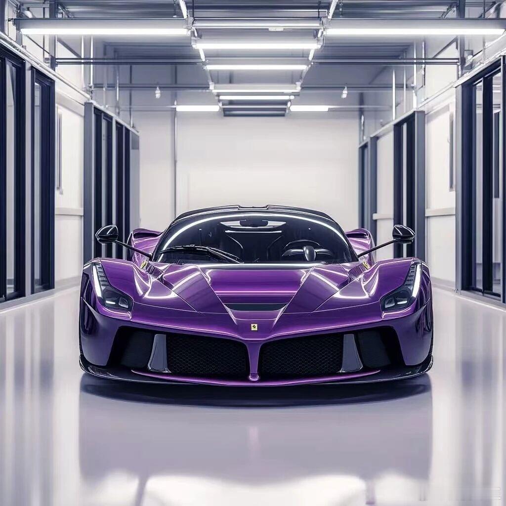 法拉利一道概念草图上跃出的紫电。全球仅499位收藏家，能将这抹骚气存入车库。L