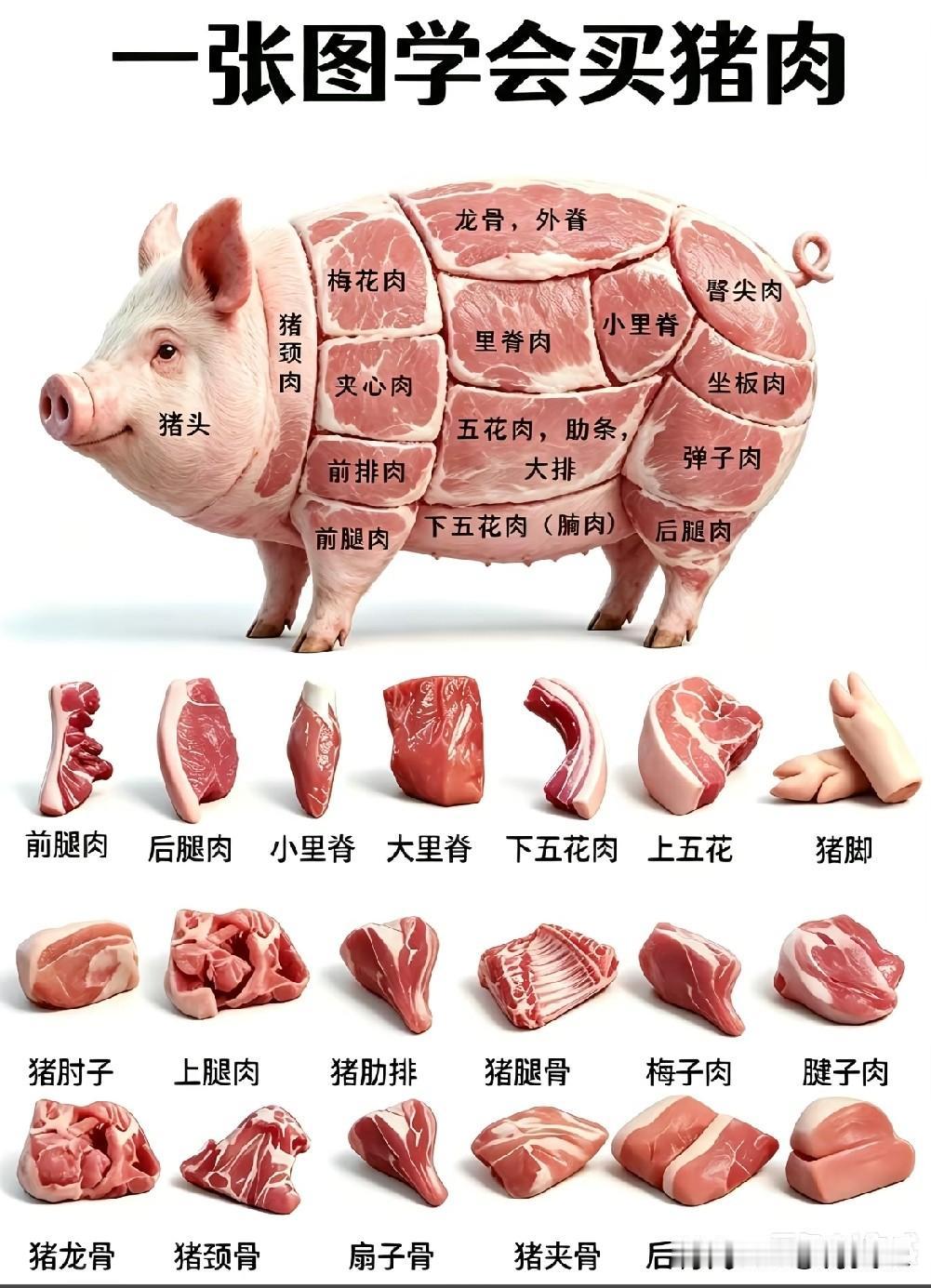 只见过猪跑，没吃过猪肉。哪块肉最好吃？推下一下！