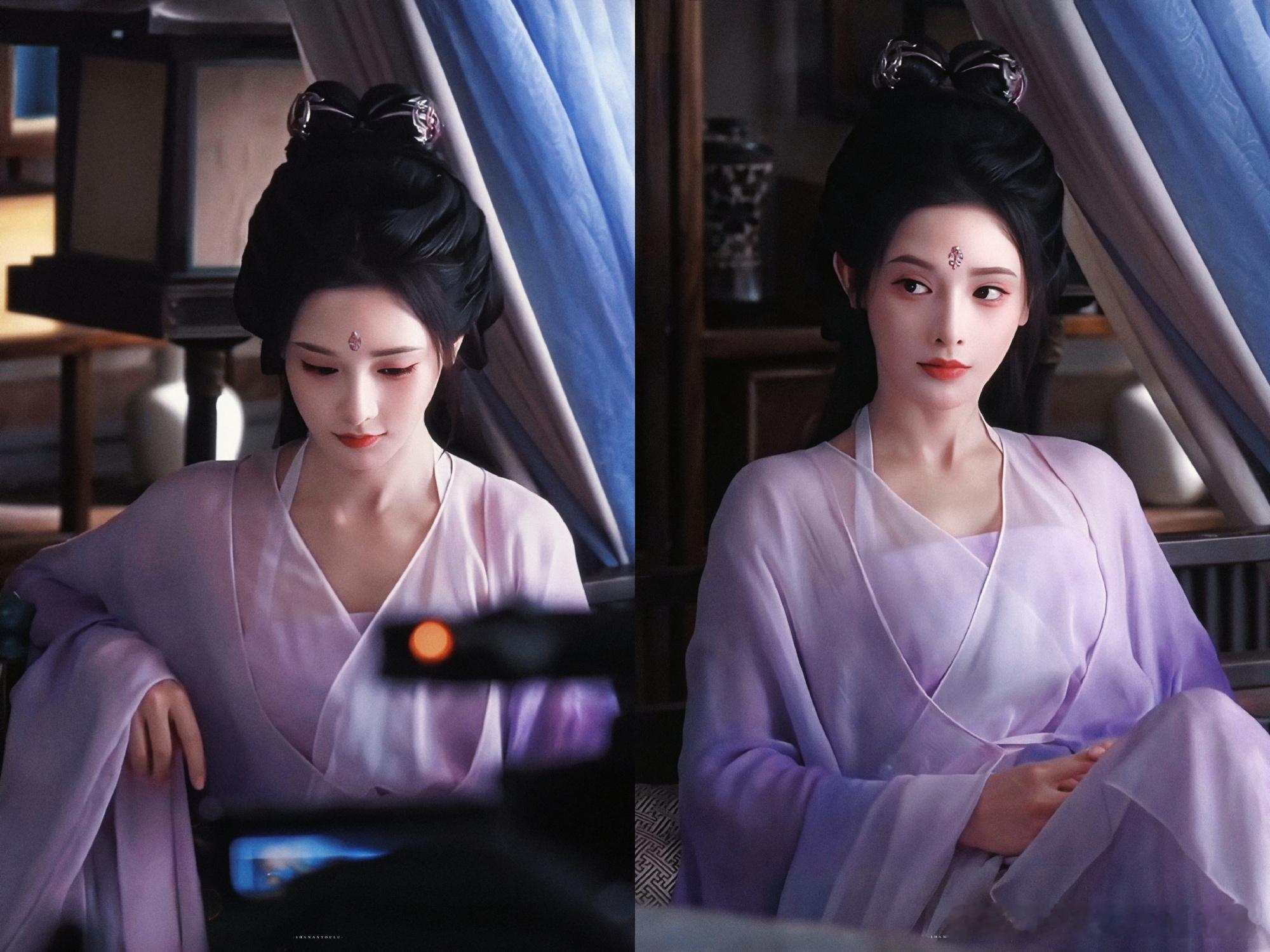 彭小苒新剧卧榻躺听取妈声一片眉眼之间都散发着慵懒，妥妥的钓系美人​​​