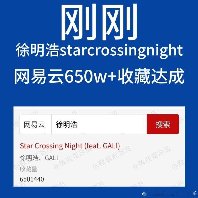 徐明浩新歌网易云收藏破650万恭喜徐明浩原创词曲《StarCrossingN