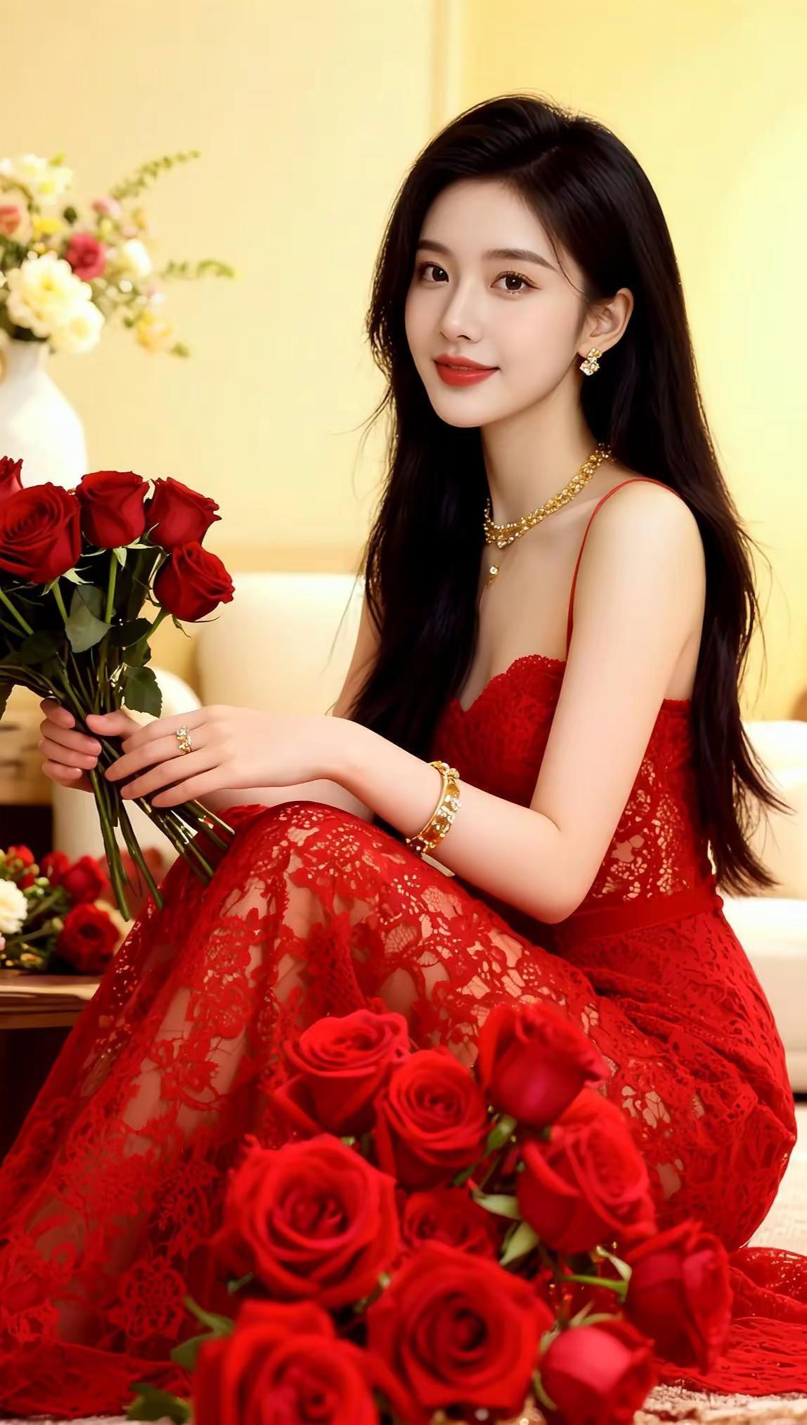 AI浪漫花房写真ai创作࿆甜࿆美࿆女࿆孩࿆