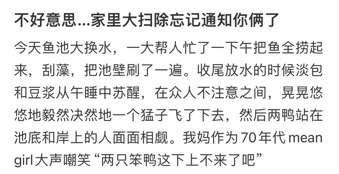 不好意思…家里大扫除忘记通知你俩了​​​