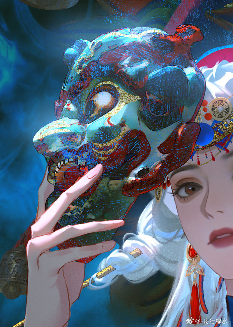傩戏准备开始画非遗文化原创了系列了，下一张准备画英歌舞相关，会有人期待吗[送花