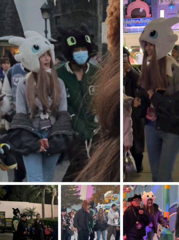 黄子韬徐艺洋婚后又出门秀恩爱被拍到这一次的地点是环球影城他们戴着情侣头套