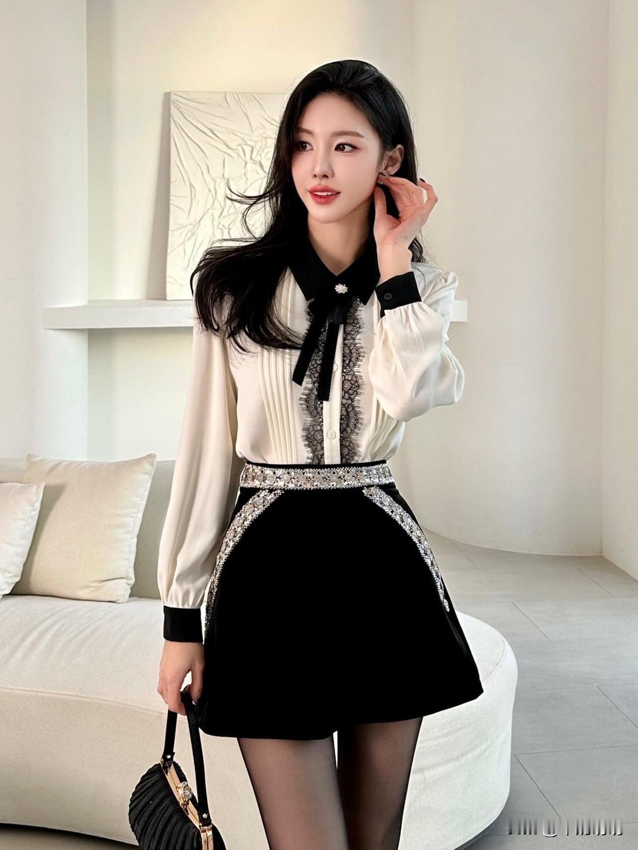 优雅气质穿搭，黑白配尽显时尚魅力！黑白色调穿搭高级黑白穿搭黑白裙子穿搭女生