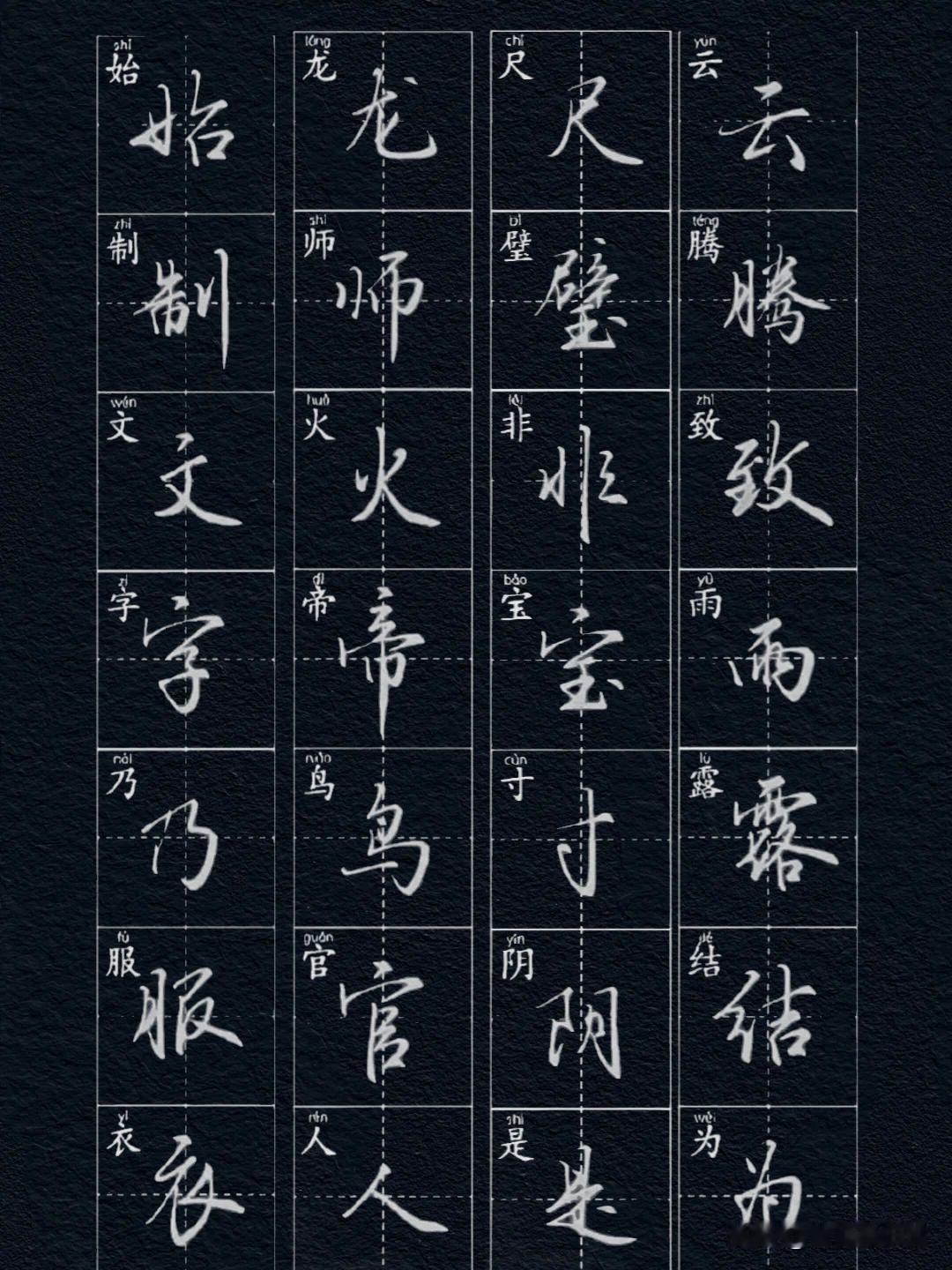 一套实用行书常用字范本，笔画舒展流畅，连带克制有度，日常书写、卷面提升都很合适。