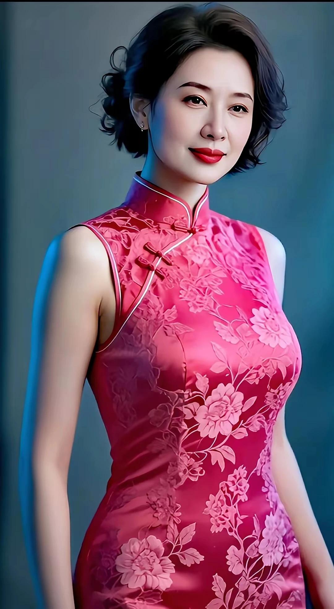 中国旗袍，传统文化。高贵典雅，雍容华贵。半老徐娘，风采依旧。沉鱼落雁，闭月