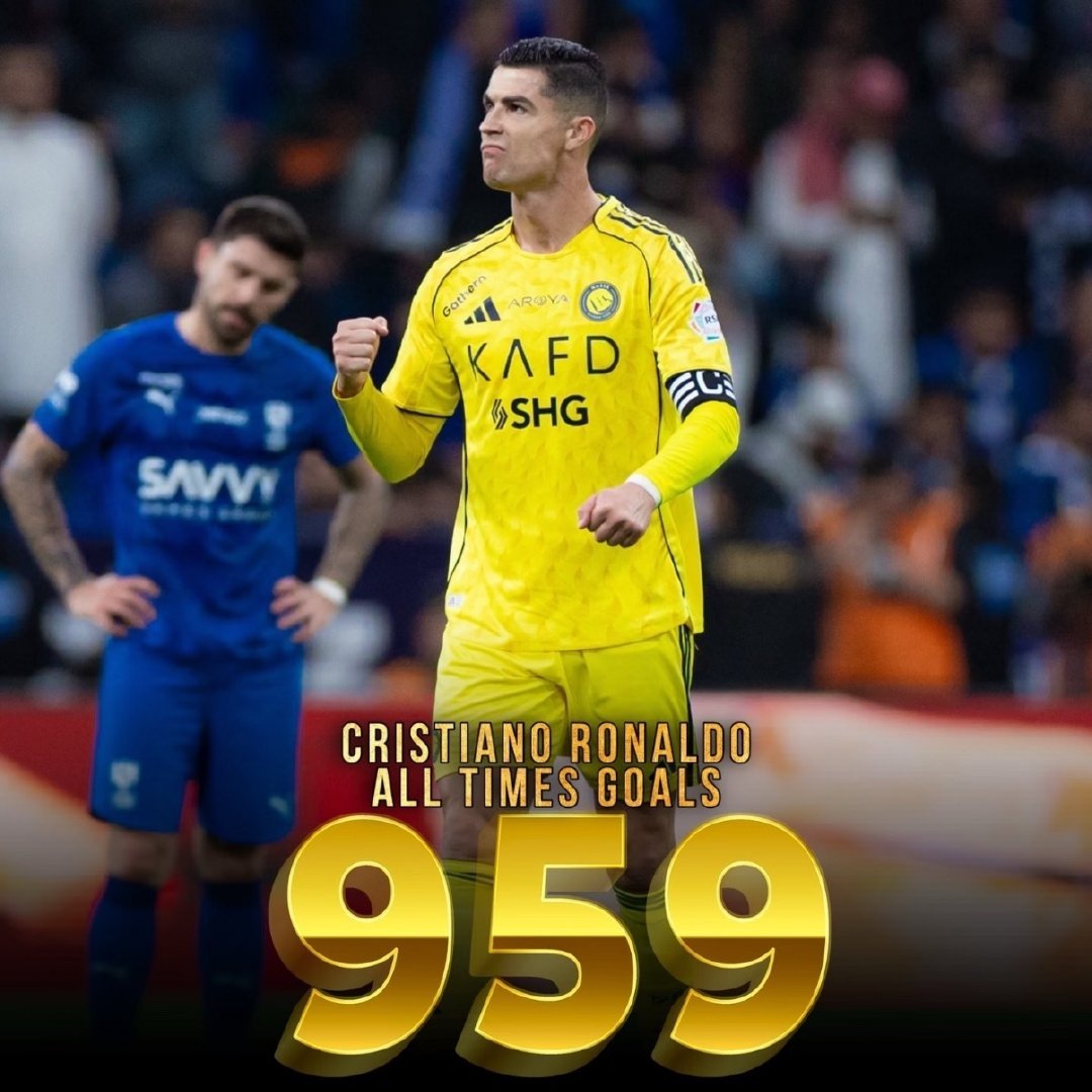 C罗959球C罗959球传奇不老！40岁C罗在利雅得德比中凌空推射破门，将职业