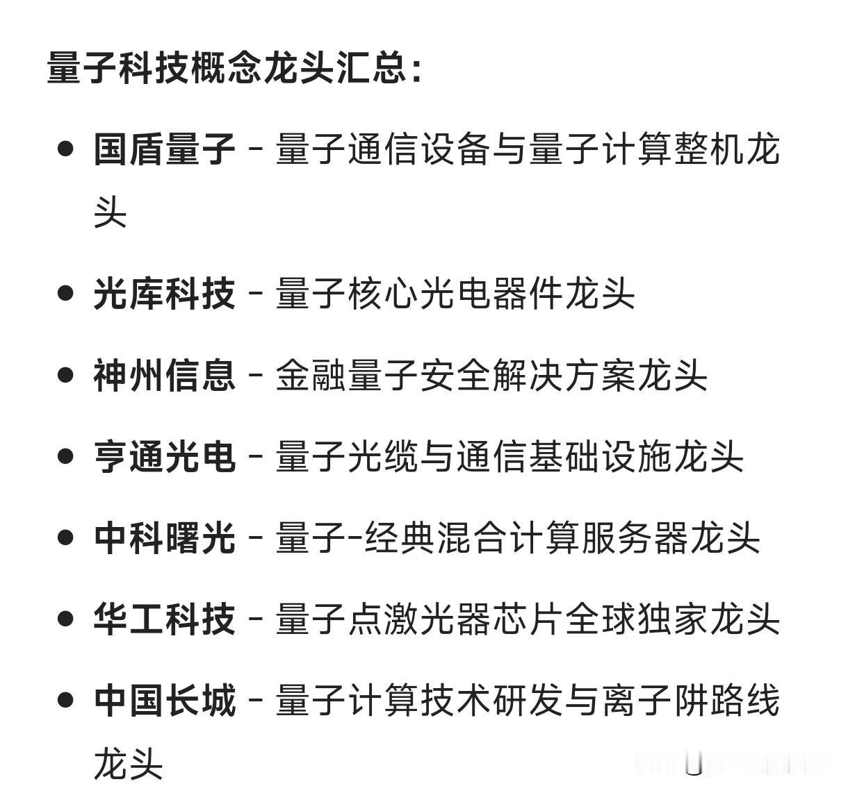 量子科技概念龙头汇总国盾量子-量子通信设备与量子计算整机龙头光库科技