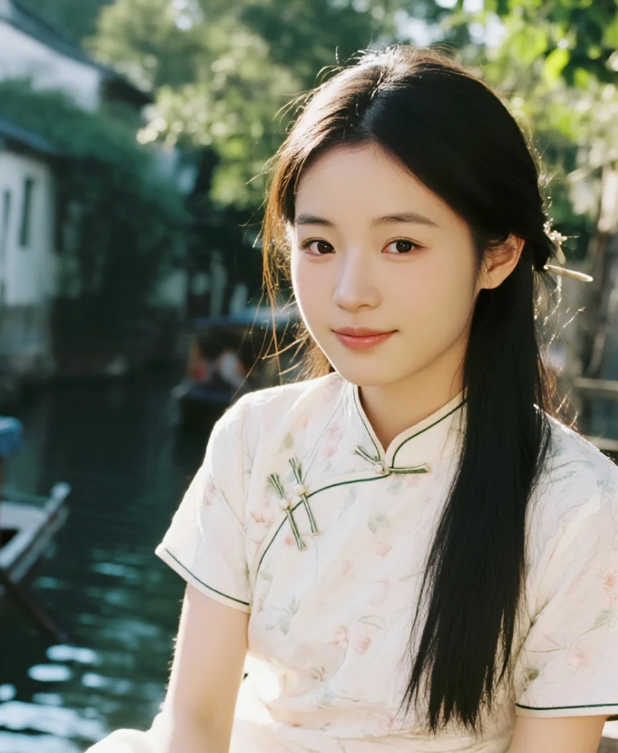 旗袍婀娜，她的甜美笑容温暖心