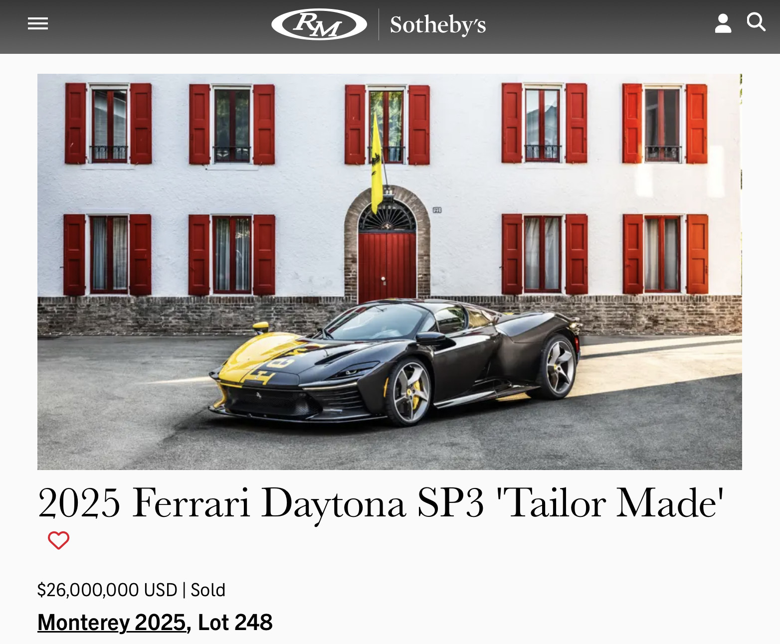 太疯狂了！欧美二手只卖500万美元的DaytonaSP3今天在苏富比-法拉利慈