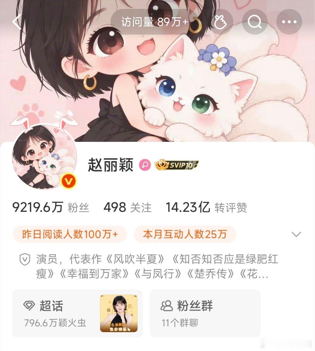 赵丽颖就发了条博文，访问量一下子飚到89万了​​​