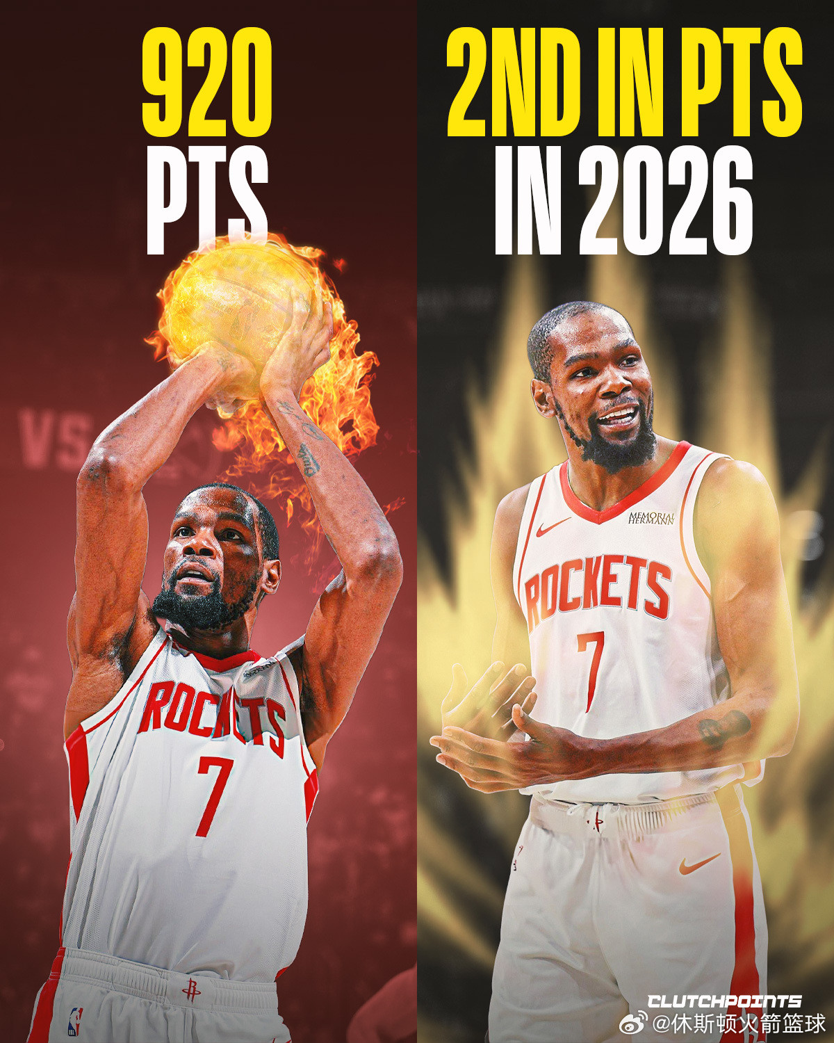 进入2026年，凯文·杜兰特仍在持续得分。这位巨星前锋今年已累计砍下920分，高