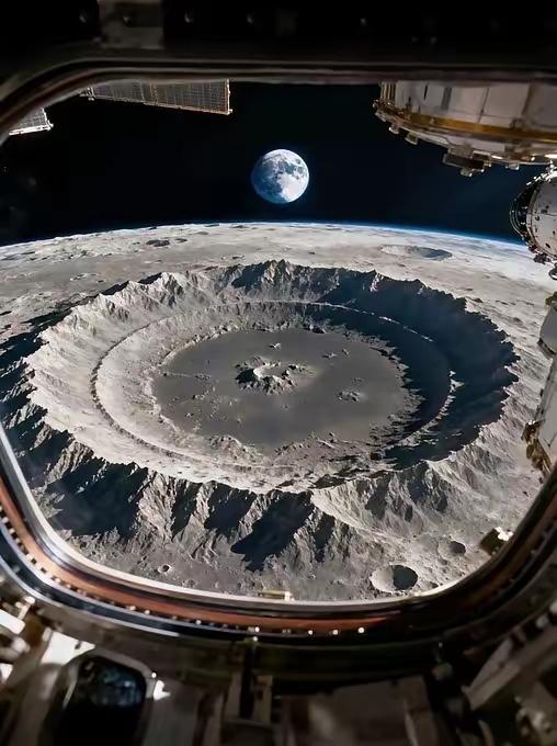 月亮之眼：正看着我们的美丽家园——地球！美国宇航员近距离拍摄的月亮之眼，就在地