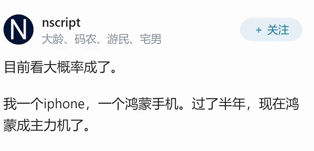 渐渐的渐渐的华为手机鸿蒙系统成为了主力！