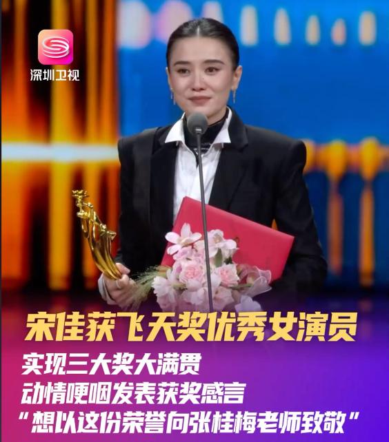 凭借一部剧，拿下国内电视“飞天、白玉兰、金鹰”三大奖项，宋佳绝对是内娱第一人。