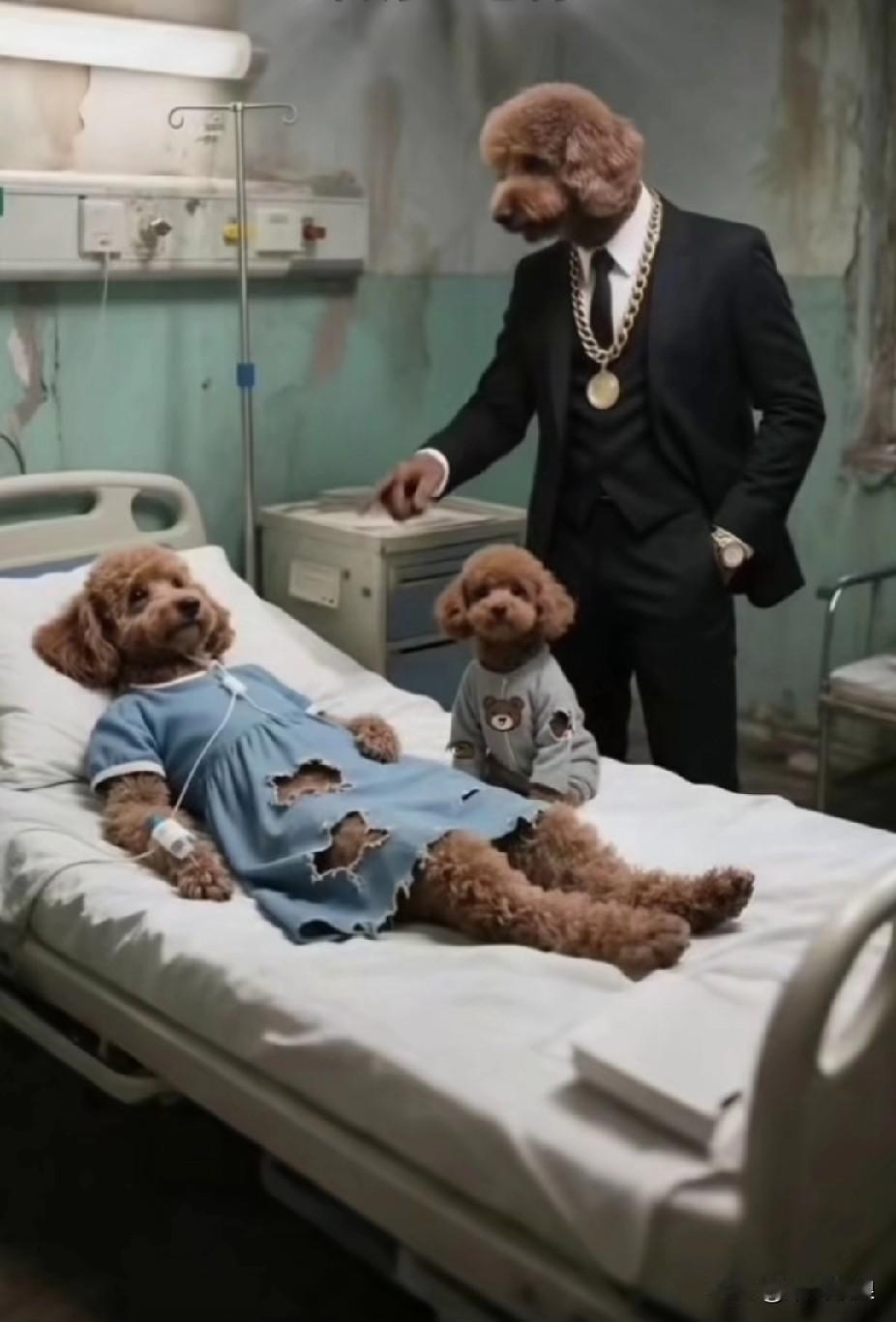 狗妈卧病在床，狗公抛下孩子和病中的妈妈，与一位年轻漂亮的狗婆离开了。懂事的孩子在