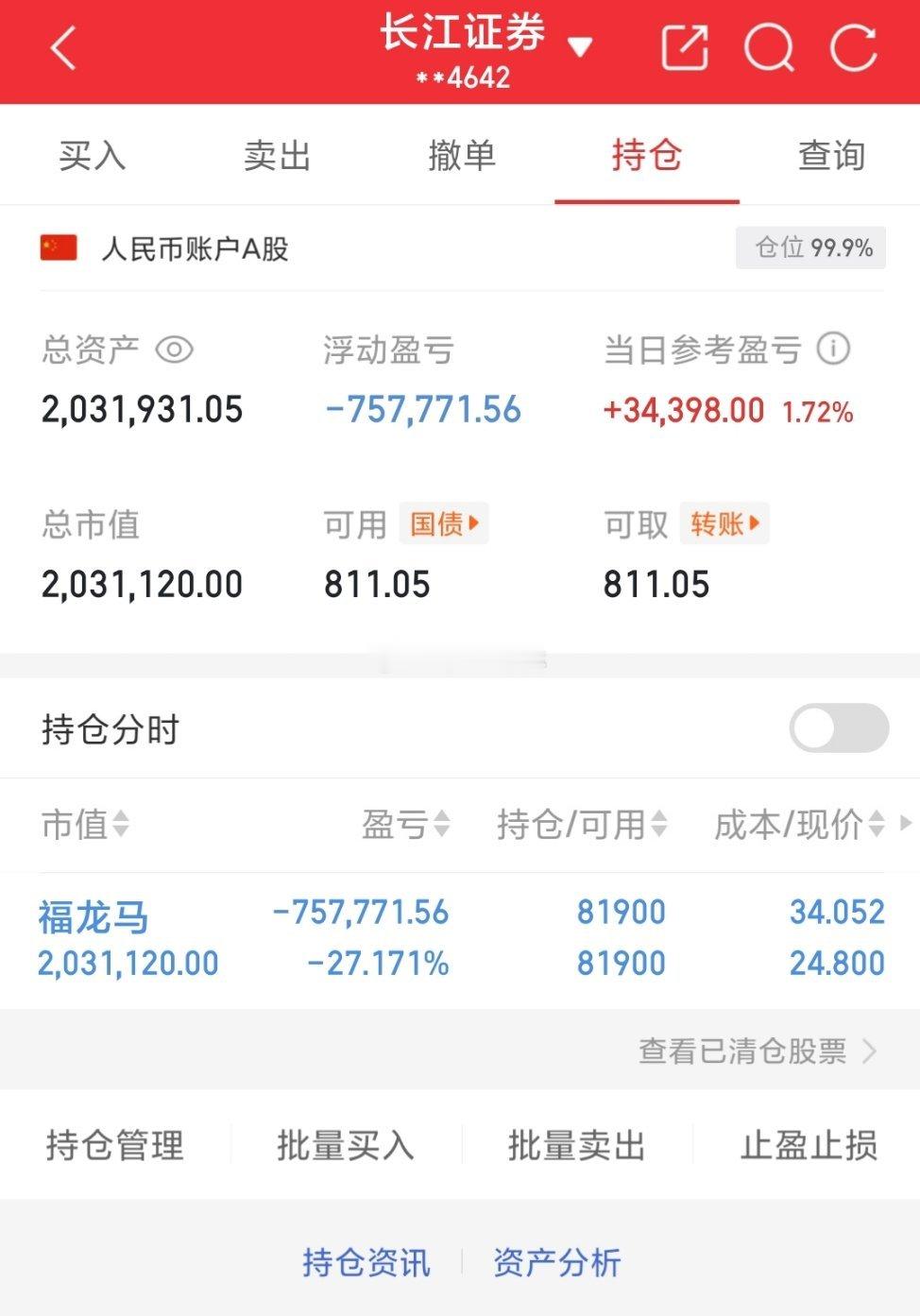用80万本金实盘记录（第140天）实力见证，拒绝马后炮！！！继续持有：福龙马今