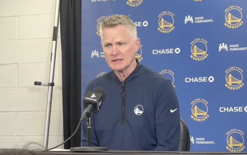 NBA常规赛，勇士以99-120不敌凯尔特人赛后勇士主帅史蒂夫-科尔接受了记