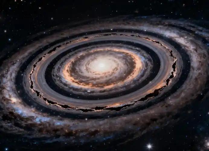 🌛颠覆传统天文认知！5.7亿光年外罕见九环靶心星系改写星系形成理论在