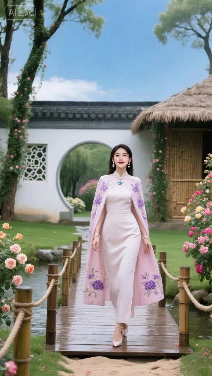 七绝●盛世美景/古韵人逢盛世精神爽，景处佳期气象欣。竹挺园幽茅舍雅，