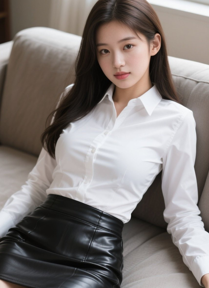 优雅佳人慵懒倚榻裙身尽显曼妙身姿