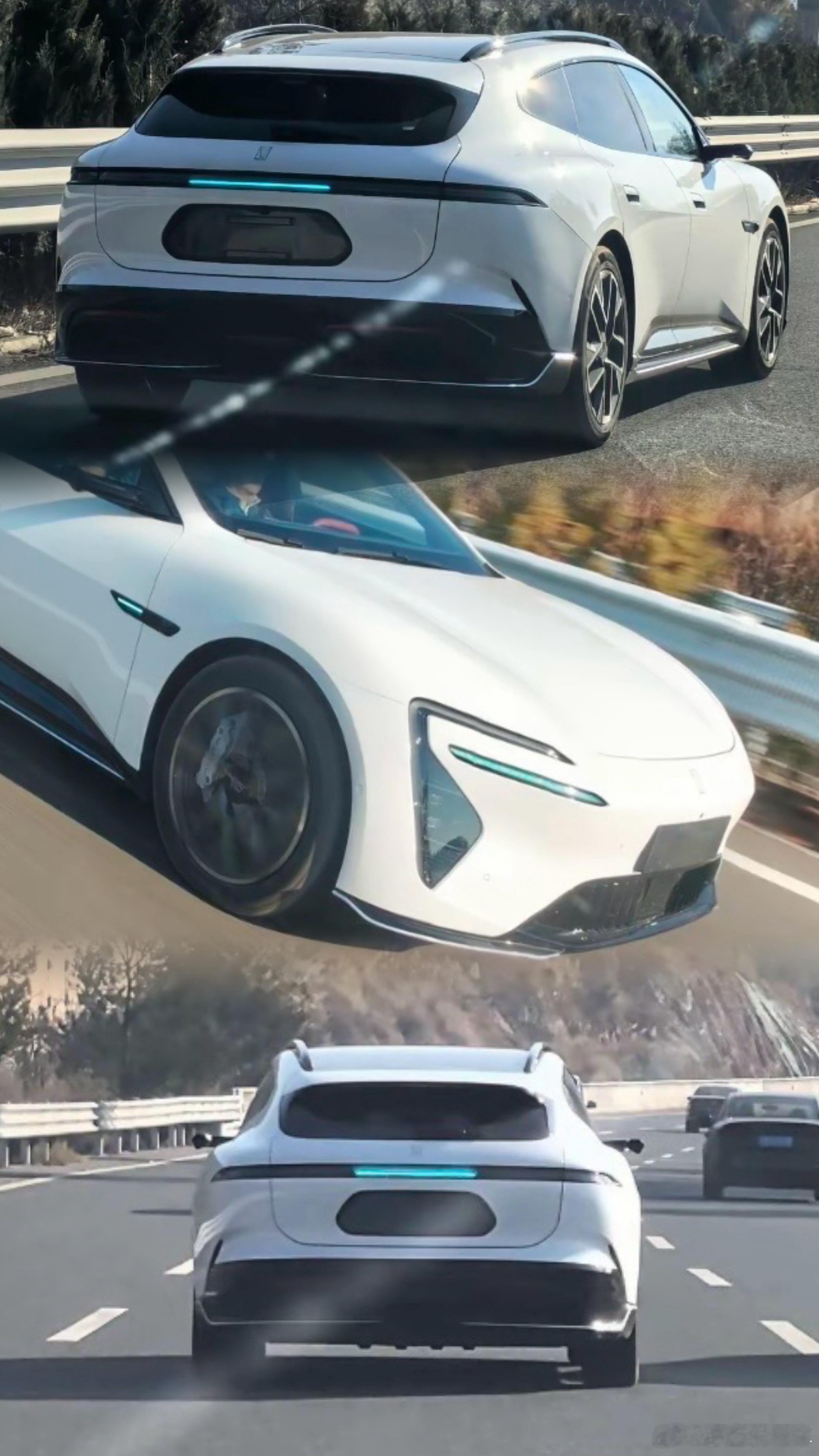 开启小蓝灯的阿维塔06T，巧妙的融入前后灯组当中。