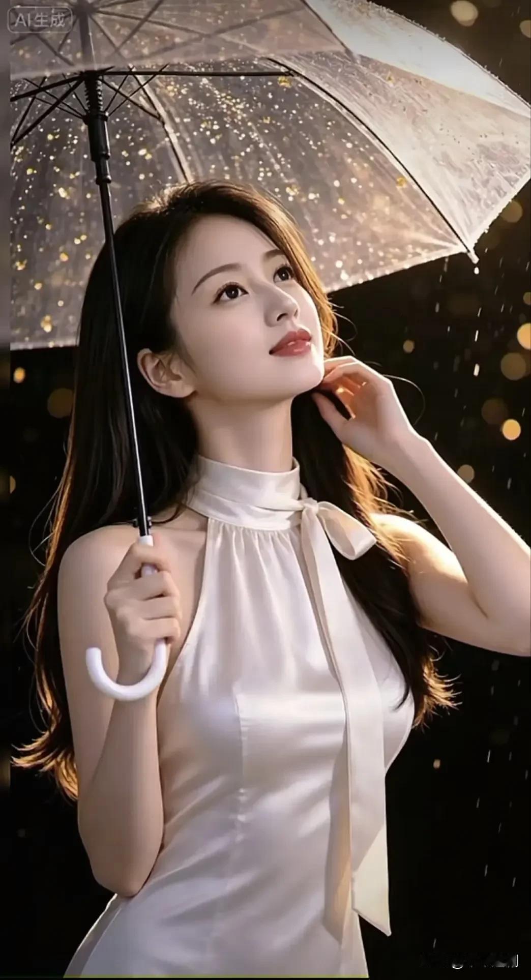 夜色为幕，细雨作序，安然沉醉在这温柔夜色里。治愈系风景美女手机相册美照