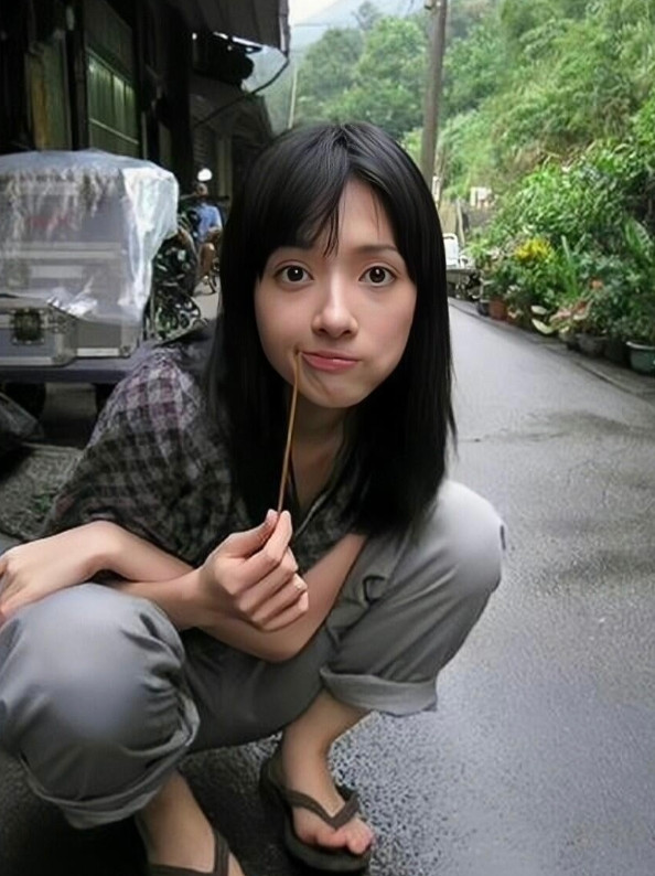 这是拍摄于20多年前的老照片，那个时候她才十七八岁的样子，模样俊俏，气质独特，估