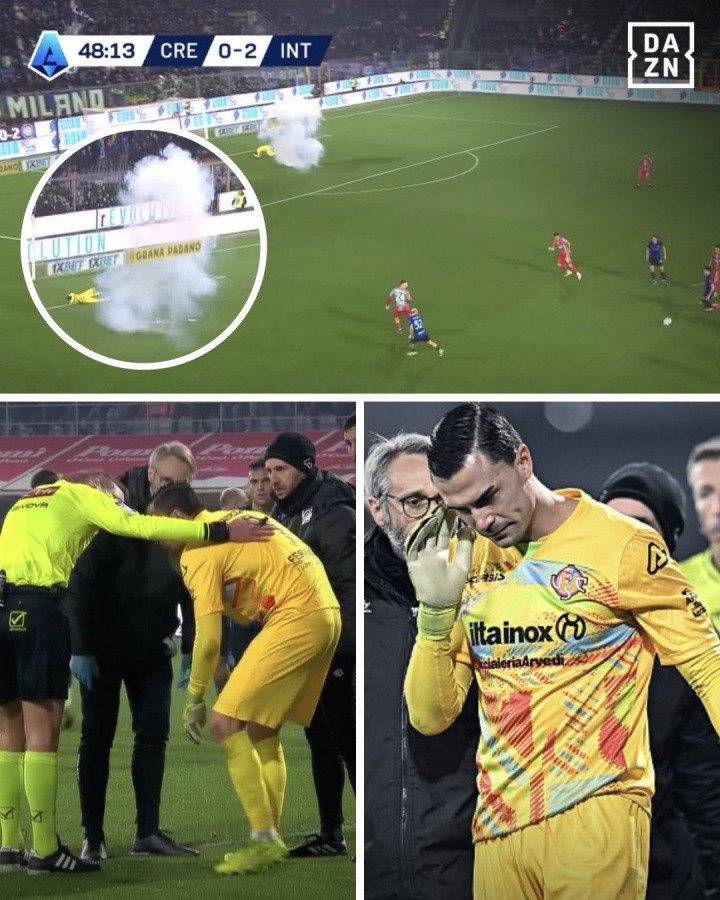 官方: 国米球迷用鞭炮炸对手门将, 将在3月23日前被禁止客场观赛