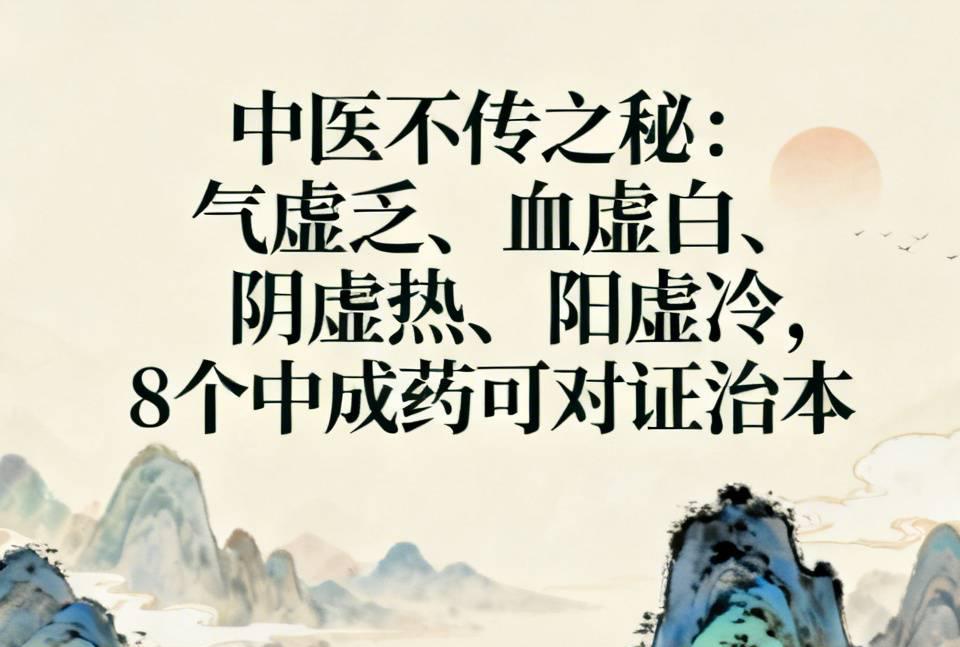 中医不传之秘：气虚乏、血虚白、阴虚热、阳虚冷，8个中成药可对证治本同样都是“