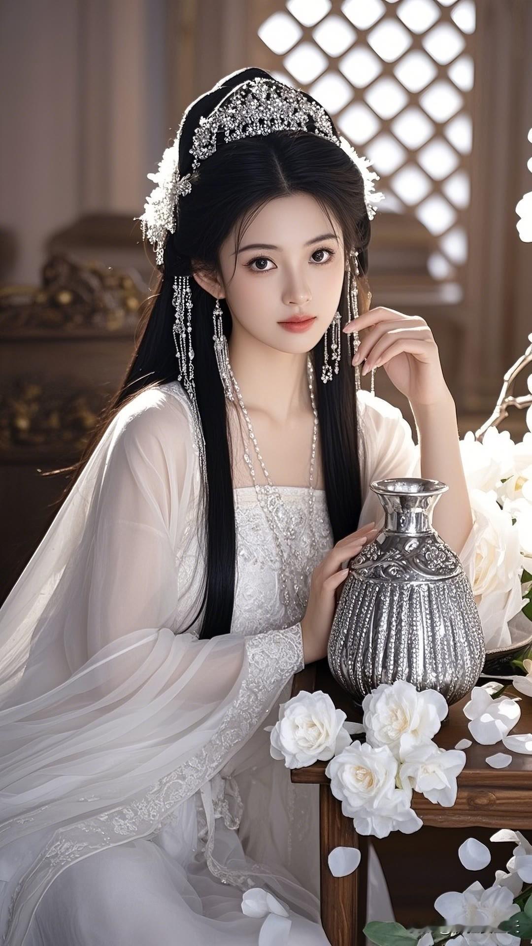 古风美女真的太美了，好似仙女下凡间淡雅汉服美女