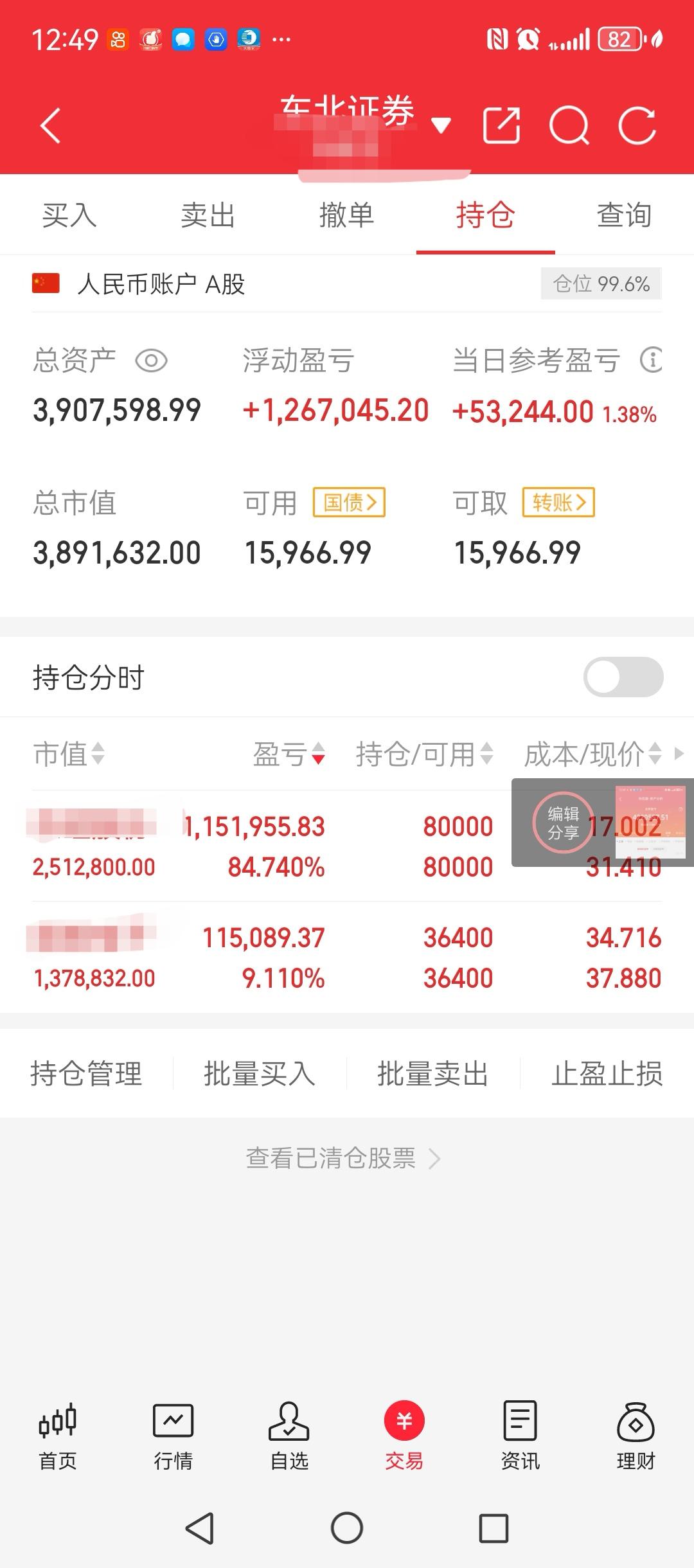 37万的本金，6年时间将近12倍！最近几天，账户上的两个股票开始加速，春节前