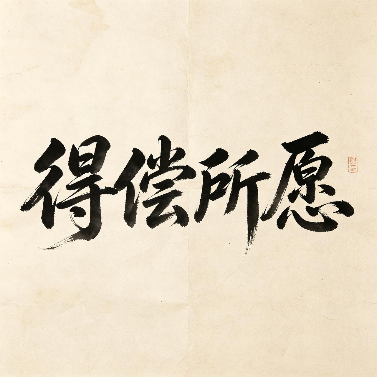 提笔写下四个字——得偿所愿。从今天开始，别再怀疑自己。你走的每一步，都