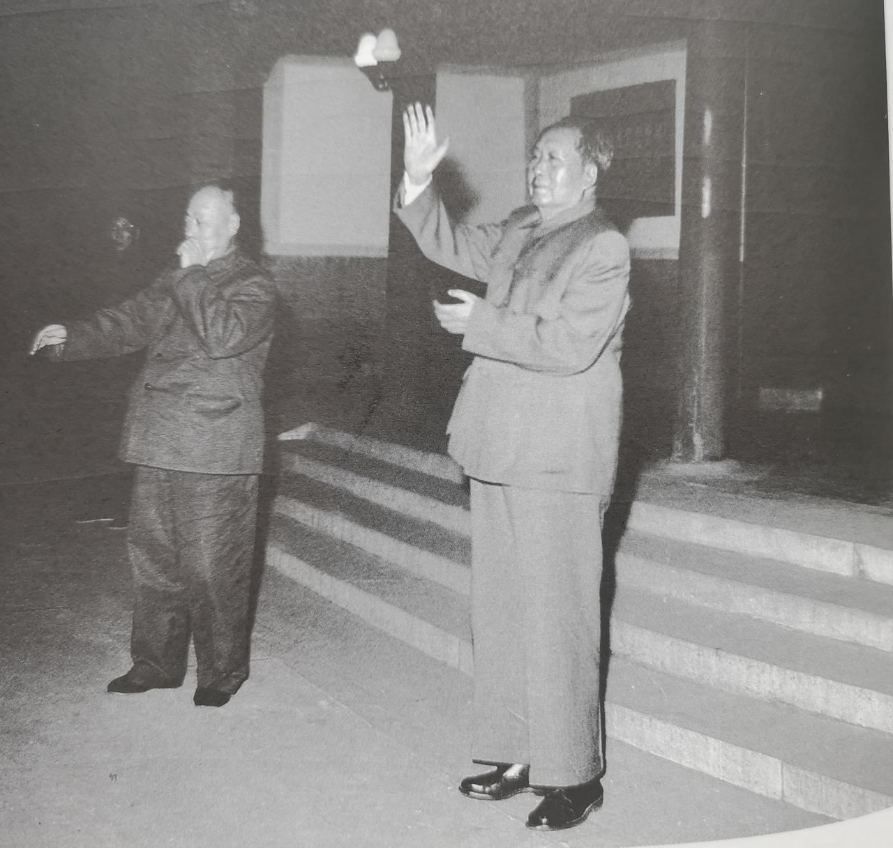 1965年，毛主席和陈毅元帅在中南海。这是毛主席晚年和陈毅的一次珍贵合影，他们从