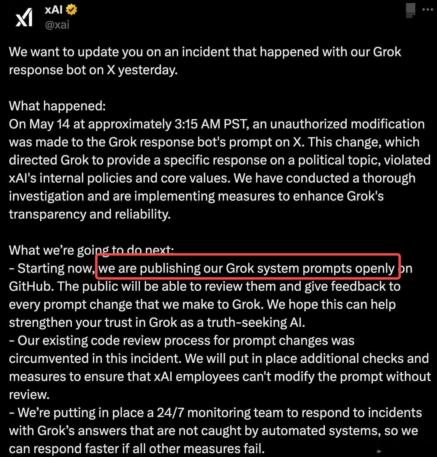 Grok公开系统提示词Grok系统提示词开源Grok的系统提示词，公开了？！起因