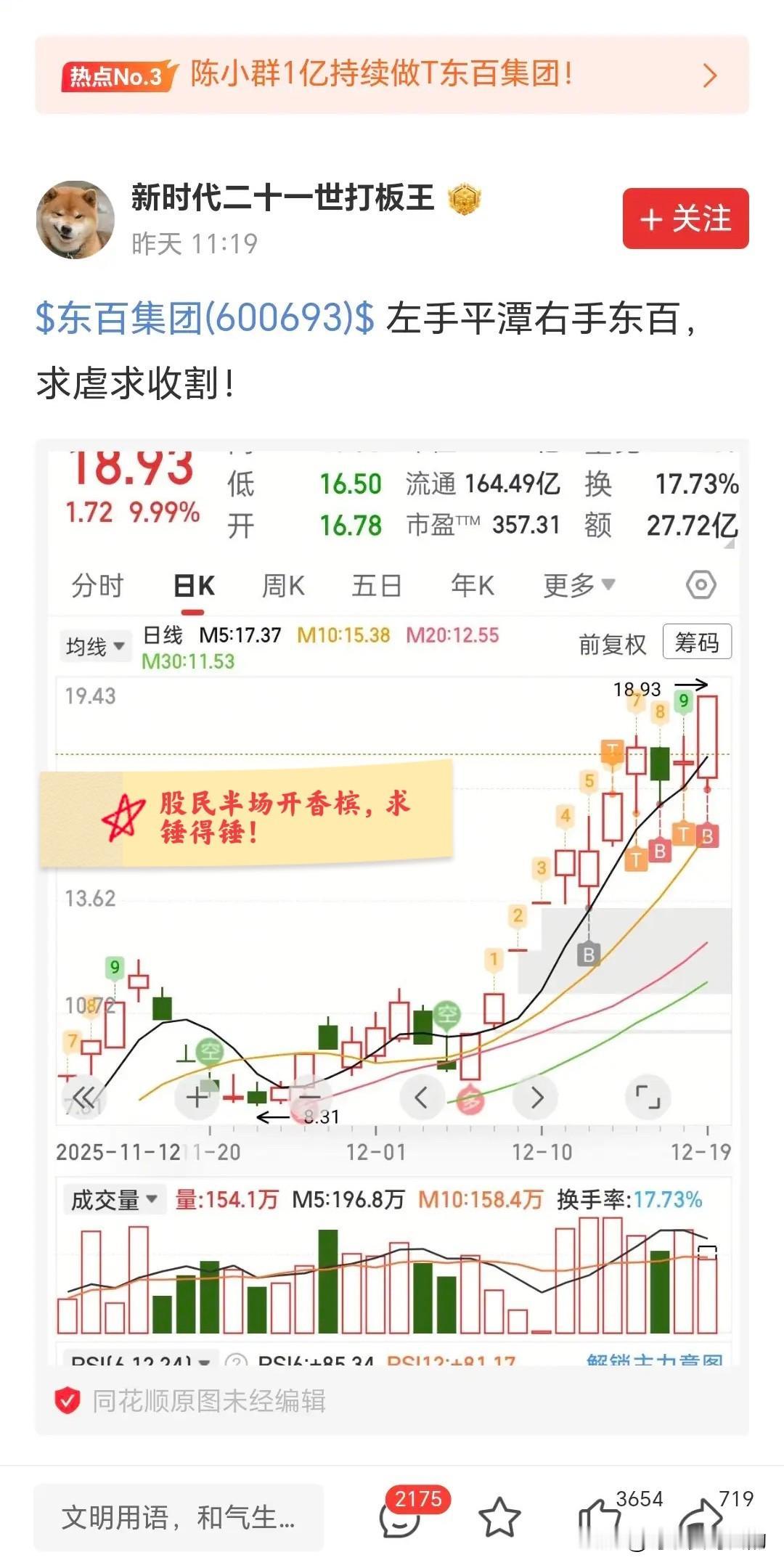 昨天中午有一股民在媒体上狂妄的表示左手东百，右手平潭，根本不知道怎么输，求虐求收