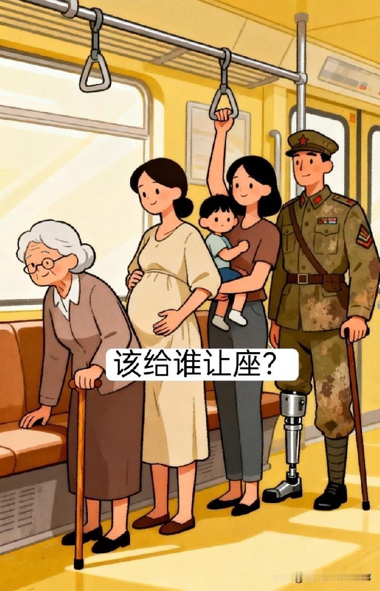 刷到一张超有意思的图！🤔公交车上只剩一个座位，到底该给谁让？我先排个序