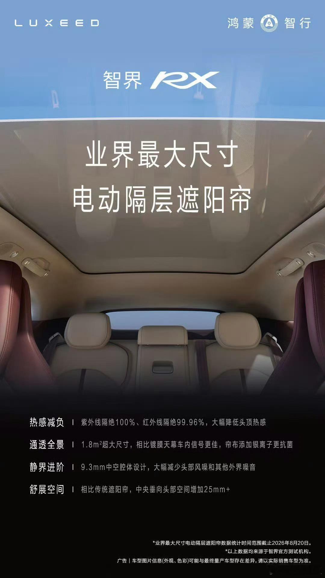 智界rx把遮阳帘放在了大天幕两层玻璃中间一开始，电车都是超大的玻璃天幕，彰显科