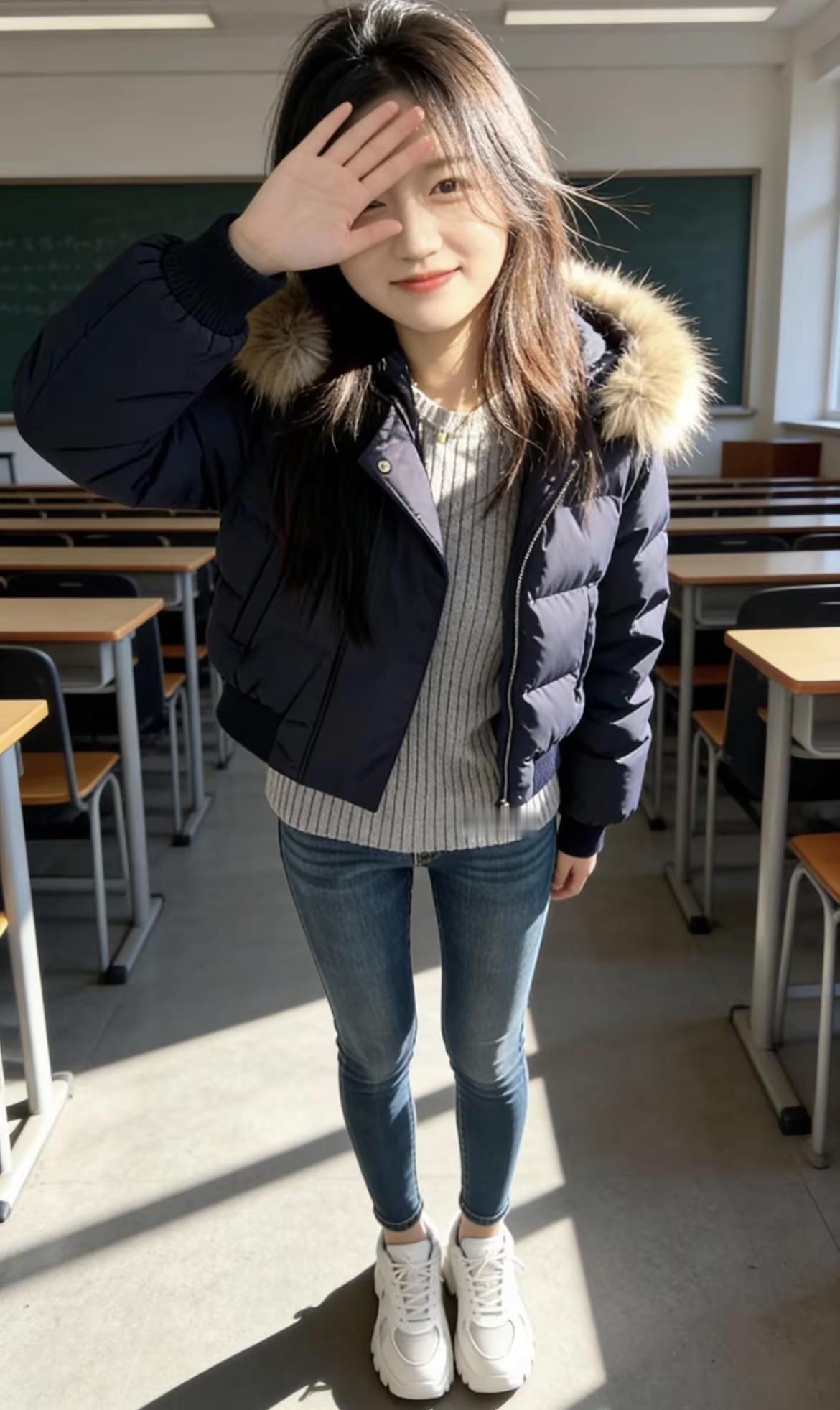 学校自拍系列。为什么大学里不直接教给学生社会潜规则呢？今日穿搭休闲穿搭新衣服