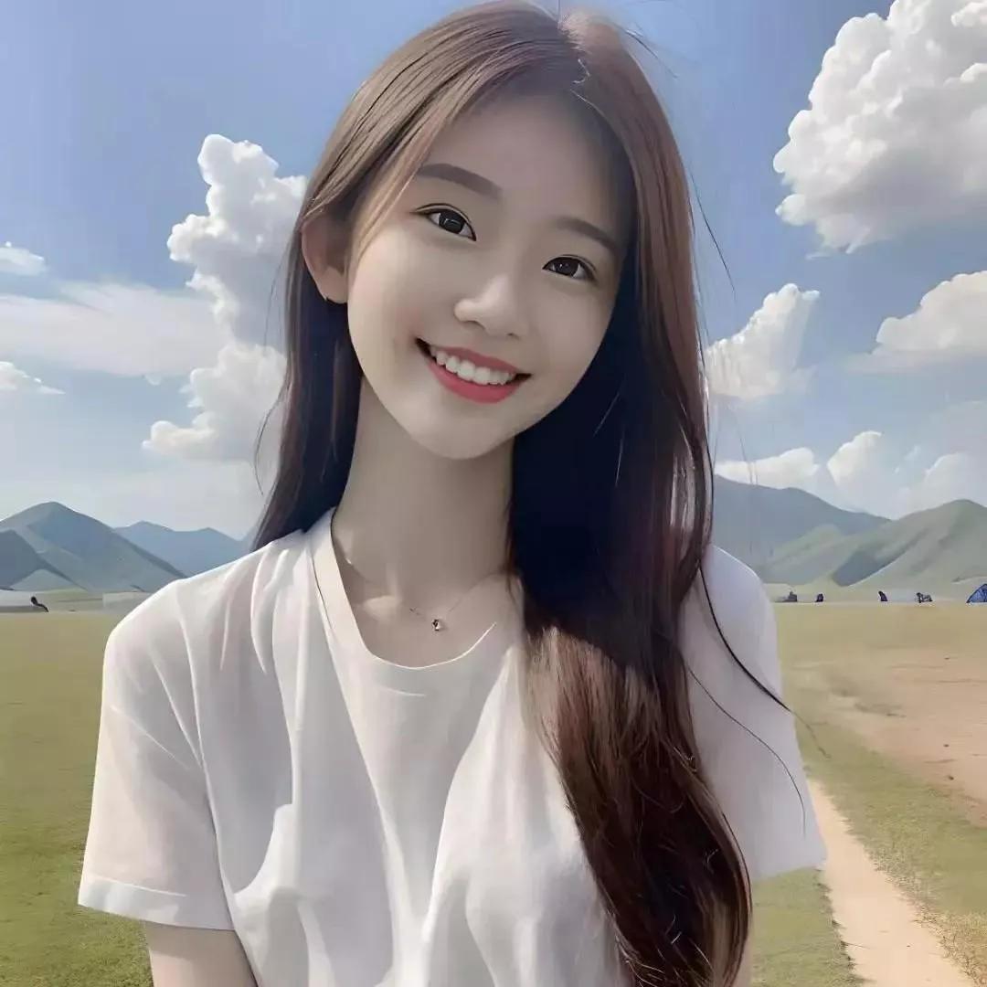 阳光明媚，少女微笑，在草原上自在自在。少女感笑容少女感微笑女孩治愈系草原风光