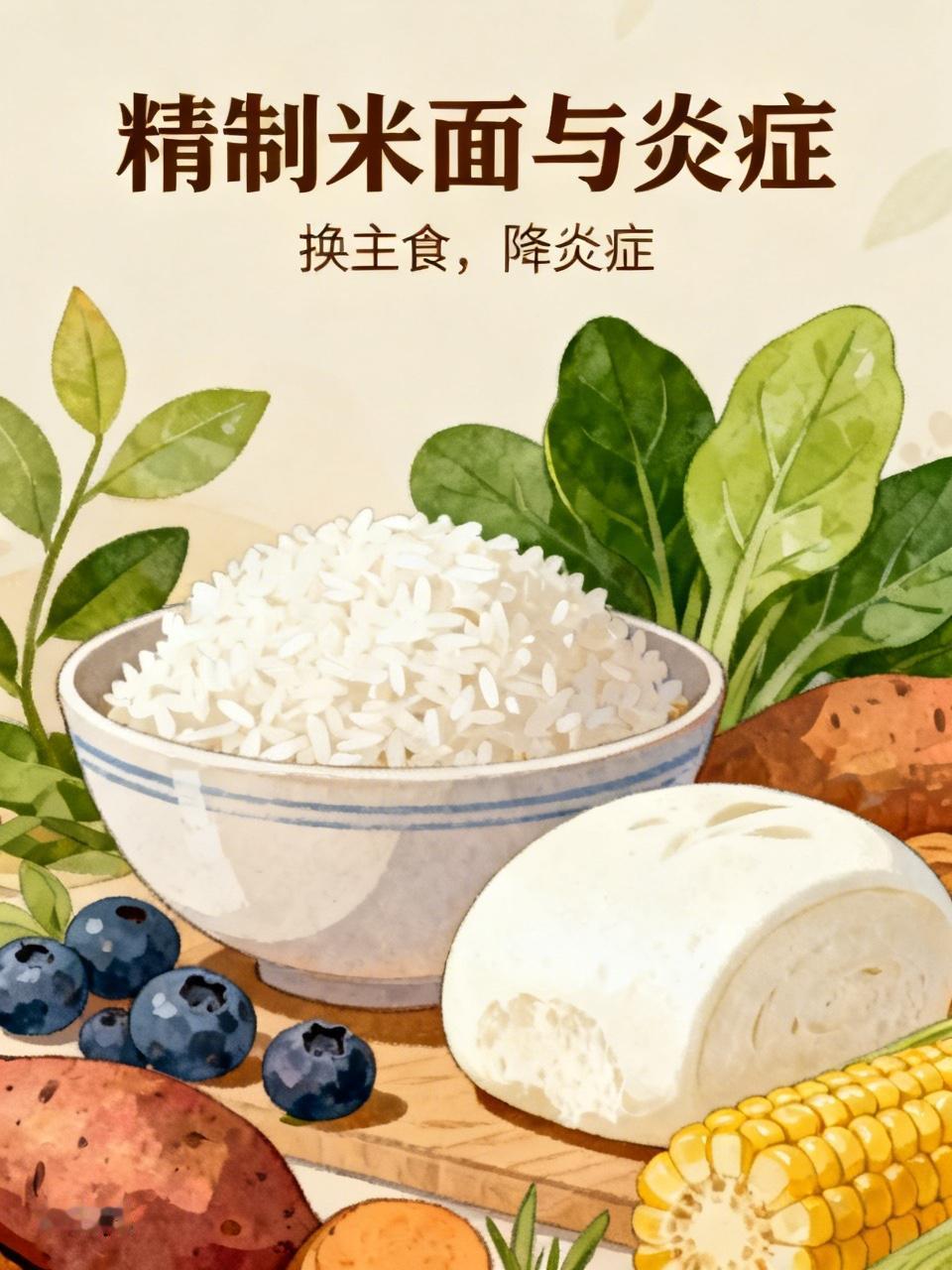 把每天吃的白米、白面换一换，全身炎症水平都降低了！很多常见疾病与重大疾病，都