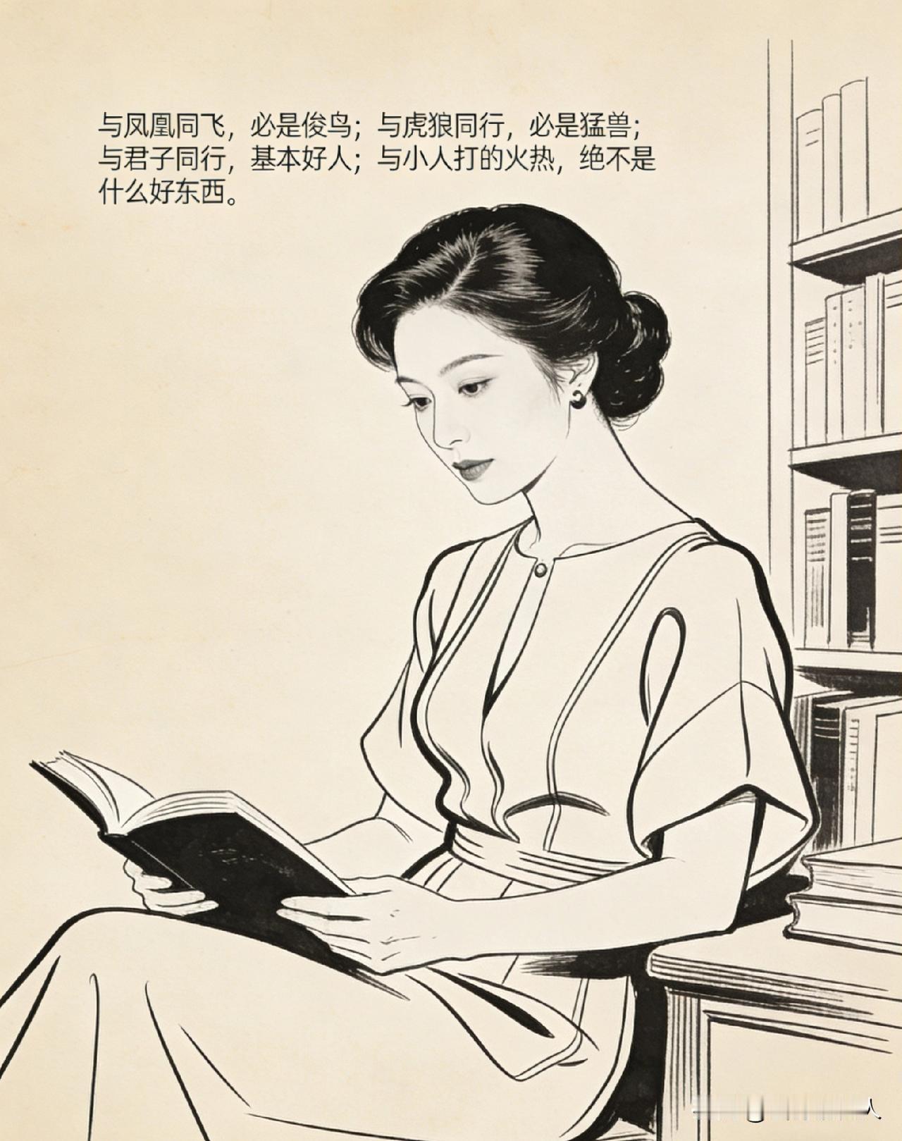书中有这样一段话：“与凤凰同飞，必是俊鸟；与虎狼同行，必是猛兽；与君子同行，