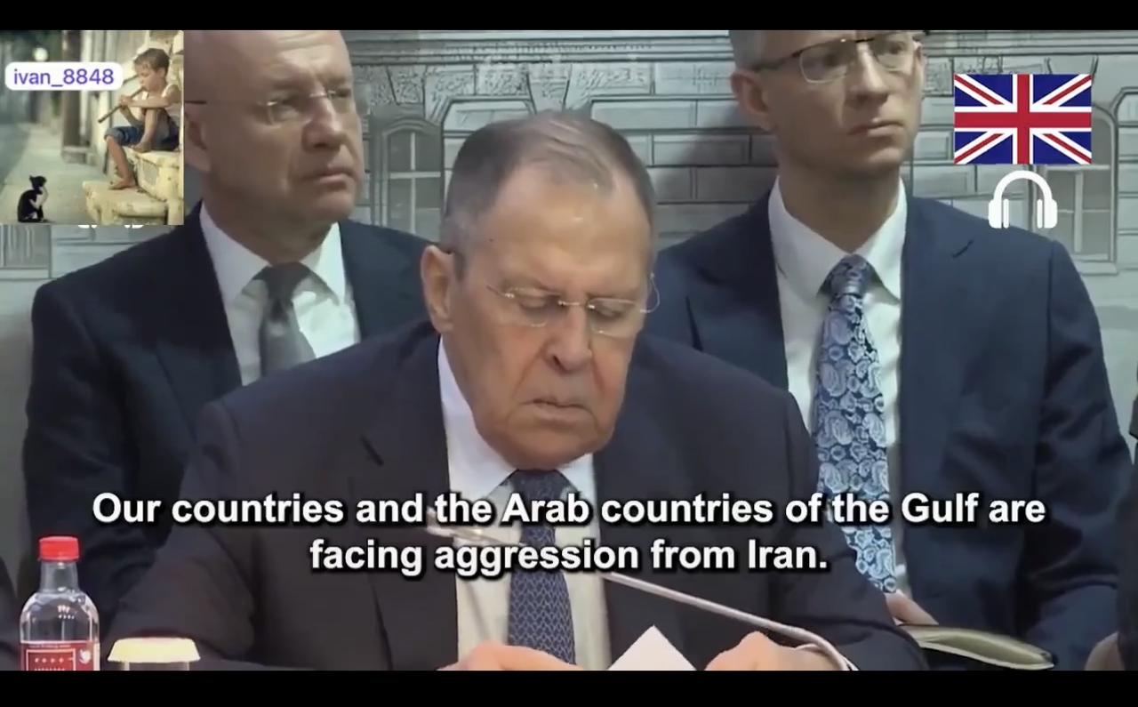 俄罗斯外交部长拉夫罗夫拒绝了阿拉伯大使提出的“阻止伊朗”的请求：“你谴责过美