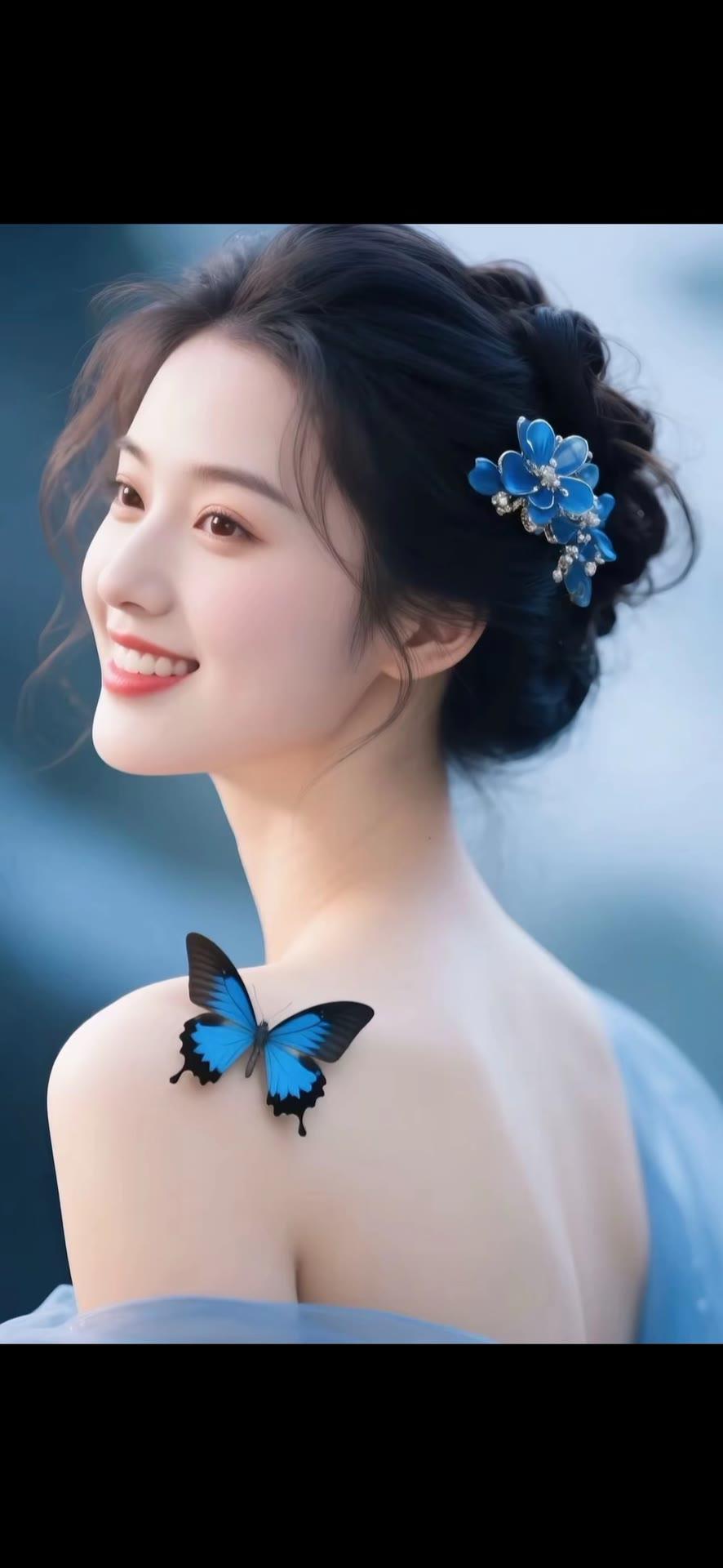 蓝蝶翩翩，笑靥如花，唯美古风，惊艳时光。