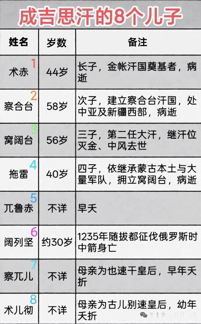 成吉思汗的八个儿子里，术赤是长子，生母孛儿帖曾被蔑儿乞部掳走，他的身世一直有争议