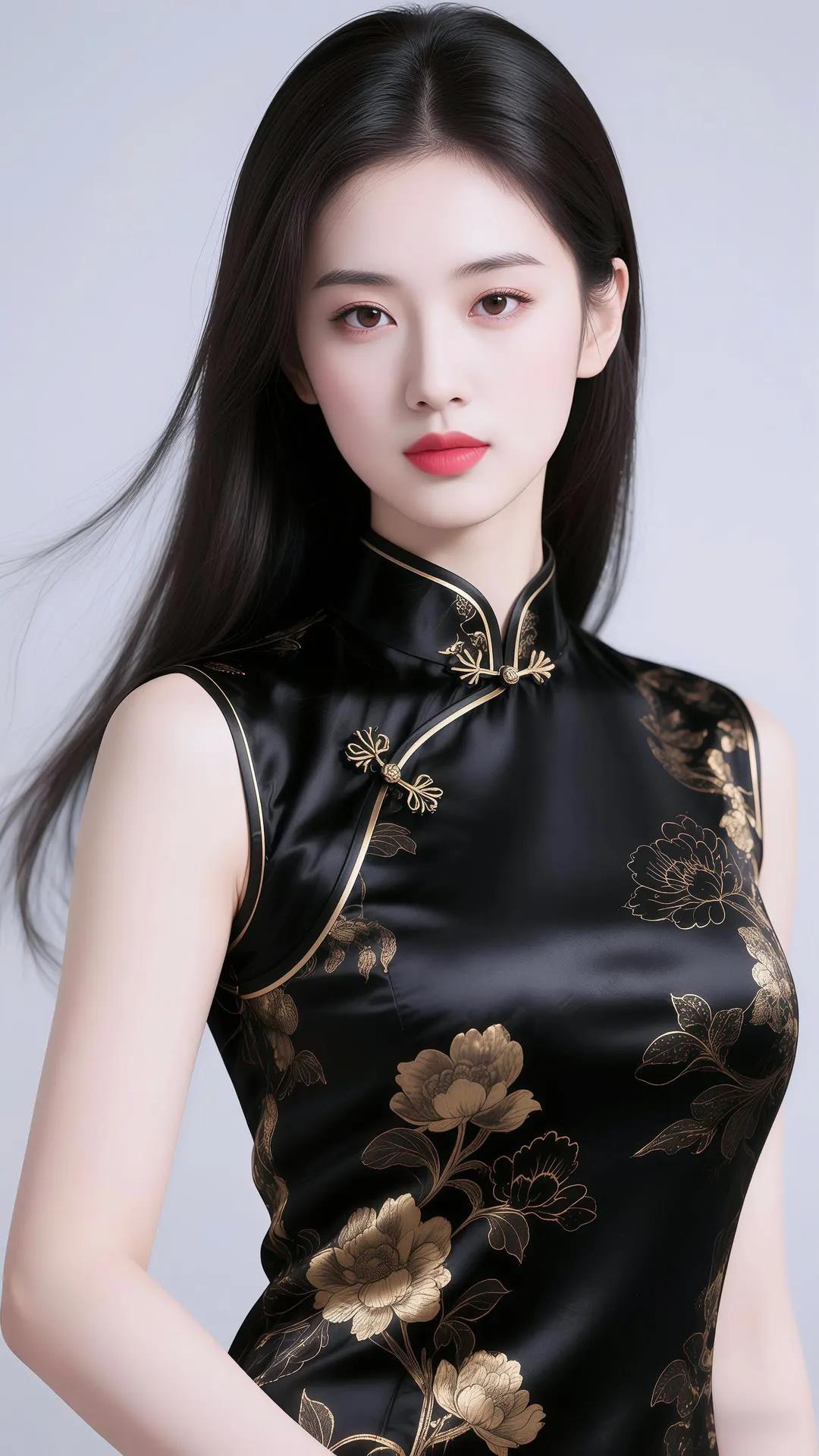 优雅黑金旗袍，尽显东方韵味！