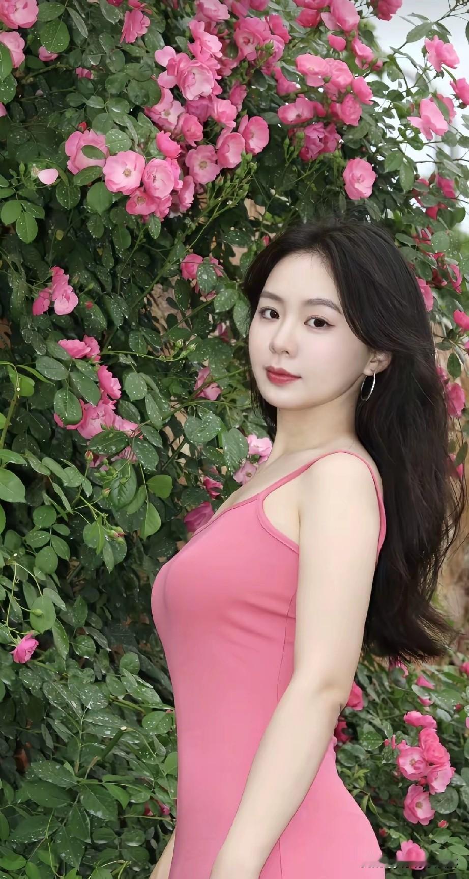 粉嫩少女与浪漫花海，甜美瞬间定格