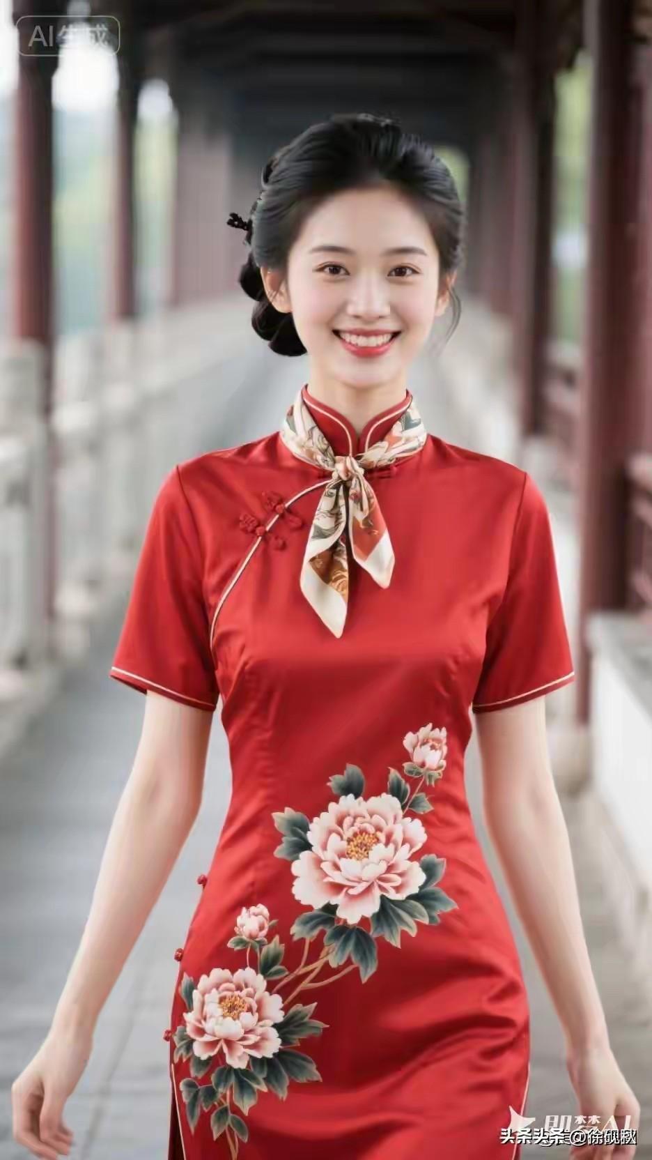 唯有牡丹真国色，花开时节动京城。旗袍雅韵，牡丹之花。端庄典雅，雍容华贵。